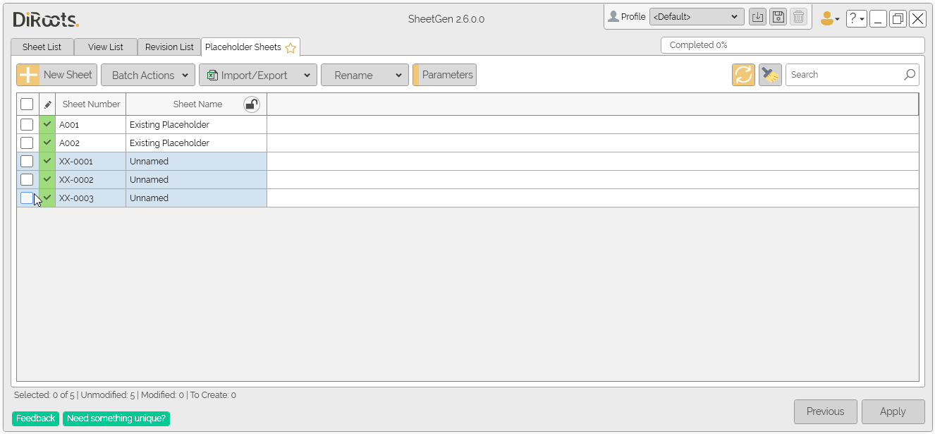 SheetGen build number